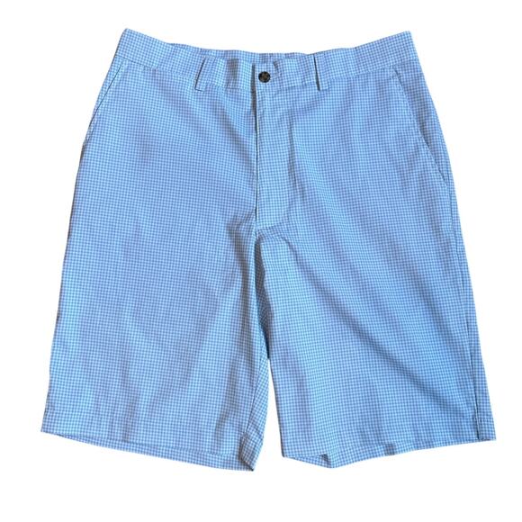 Unbranded Other - Blue white checkered performance mens golf shorts‎ SIZE 32